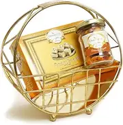 Jaiccha Ghasitaram Half Moon Metal Basket of Mix Dryfruits, Soan Papdi |Diwali Gift,Holi,Rakhi,Valentine,Christmas,Birthday,Anniversary,Her,Him|