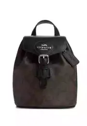 Coach Amelia Convertible Backpack Signature Canvas Dark Brown NWT