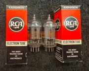 2 NOS NIB Matched RCA 6680 12AU7A Clear Top Tubes USA 1968
