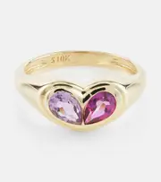 [Stone and Strand] Stone and Strand Lavender Haze 10kt gold ring with amethyst and topaz P gold