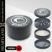 3" Green Monkey 75mm Premium Quality 4 Piece Aluminum Herb Spice Grinder BLACK