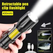 LED Torch USB Rechargeable Flashlight Zoomable Camping Hiking Lamp w/Box
