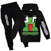 Unspeakable Tracksuit Set Kids Hoodie Hooded Sweatshirt Tops Jogging Pants Trousers Sports Outfits Loungewear -NMAOV Black 11-12 Years
