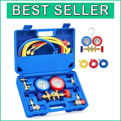 Antishock AC Manifold Gauge Set with Moisture Indicator - Complete HVAC Solution