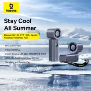 Baseus GoTrip High-Speed Foldable Handheld Fan Mini Portable 5 Speeds 4000mAh
