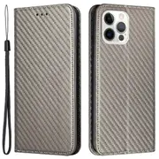 For iPhone 15 Pro Carbon Fiber Texture PU Leather+TPU Wallet Case Stand Phone Cover