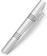 [Elandy] Silver Tie Clips for Men Necktie Tie Bar Clip Mens Gentleman Necktie Tie Pin Clip for Business Party Wedding Anniversary Christmas Fathers Day