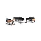 NEW Corfu 3+2+1 Aluminium & Teak Lounge With Coffee & Side Table In Sunbrella®
