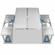 Aluminium Folding Camping bbq Table With 2X Bench Chairs Picnic Set outdoor indoor