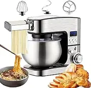 Stand Mixer 1500W, LED Display Kitchen Electric Food Mixer, 6 Speed Dough Mixer, Tilt-Head Kitchen Mixer with Stainless Steel Bowl, Beater, Dough Hook, Whisk for Baking,for Home Cook Rough-Noodles