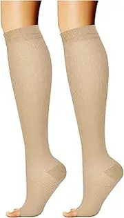 Calf Compression Stockings Varicose Veins Shaping Graduated Pressure Stockings Elastic Open Toe Knee High Stockings