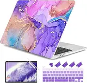 DONGKE Compatible with MacBook Pro 13 inch Case 2024 2023-2020 Release A2338 M2/M1 A2251 A2289 with Retina Display & Touch ID, Plastic Hard Shell & Keyboard Cover & Screen Film - Fluid Art X255