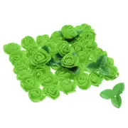 500pcs Foam Rose Heads 1.4 Inch with 10pcs Leaves for DIY Crafts , Green