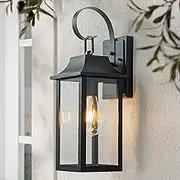 FTL Outdoor Wall lights Fixture, Large Matte Black Outside Porch Light, E27 Exterior Wall Light Fixture with Clear Glass, IP44 Waterproof Front Door Lighting, Patio Outdoor Sconce for Garden, Entryway