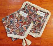 Children of the World 52x13 Table Runner & 13" Pillow Cover Fringed Tapestry Set
