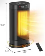 Ceramic Heater 1500W With Remote Control Digital Thermostat 200 Square Feet 24H