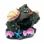 Resin Conch Broken Barrel Aquarium Decorations for Fish Tank Ornament Caves Hide Hut