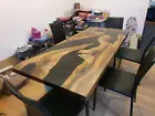 30"x72" Made to Order Walnut Epoxy table, Black Resin River Table Furniture Deco
