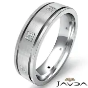 Mens Flat Edge Princess Diamond Eternity Style Wedding Band Platinum 950 0.17Ctw