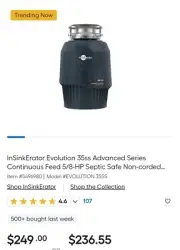 InSinkErator - Evolution 35SS - Advanced Series 5/8 HP Garbage Disposal - New