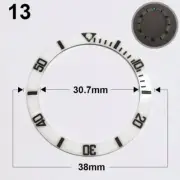 White Ceramic 38mm Slope Ring Watch Bezel Part with Black Font and Green Luminou
