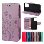 For iPhone 13 Pro Max Case,Playful Butterfly PU Leather Wallet Cover,Purple