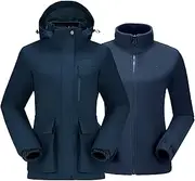 [CAMEL CROWN] Women's Ski Jacket 3 in 1 Winter Jacket Waterproof Jacket Windbreaker Snow Coat with Inner Warm Fleece Coat