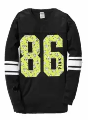 Victoria's Secret Tee Sweatshirt Varsity Long Sleeve 86 Black Extra Small