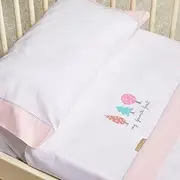 BURRITO BLANCO | Embroidered Flannel Cot Bed Sheet 513 Pink | for 70 cm Maxi Bed (+ Dimensions Available) | Cot Sheet
