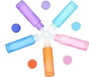 SHERCHPRY 10Pcs Refillable Liquid Roller Glass Bottles Frosted Essential Oil Perfume Bottles for Travel Toiletries Leakproof Design Smooth Application