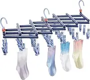 Clothing Drying Rack - Foldable Towel Drying Rack - Multifunctional Clothes Clips, Portable Sock Hanger for Bathroom Outdoor Laundry Room