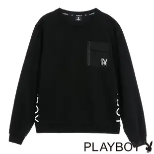 【PLAYBOY】LOGO織標口袋上衣(黑色)