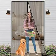1Pcs Mesh Magnetic Screen Door, Mesh Screen Curtain Bug Screen for Patio Porch(Black,90x210cm)