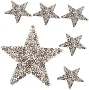 DOITOOL 6pcs DIY Star Iron-on Rhinestone Patches: Sparkly Adhesive Appliques for Clothing & Party Decoration - Convenient Heat Transfer