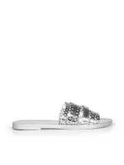Silver Leather Laser Cut Sandals