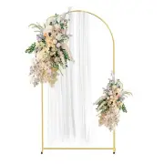 7.2FT Gold Metal Arch Backdrop Stand, Square Balloon Arch Stand Wedding Frame...