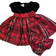 Bonnie Baby Black & Red Plaid Dress & Bloomers Set, 2PC, NWT!