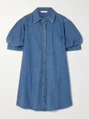 [FRAME] FRAME - The Play Denim Mini Shirt Dress - Dark denim - large large Blue