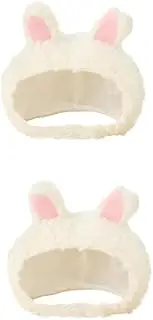 [VALICLUD] Bunny Ears Hat Headwear Rabbit Ear Muffs Headscarf Ear Warmers for Women Hats Bear Bunny Hat Stuffed Bunny Creative Daily Casual Cap Plush and Pp Cotton White