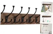 Rustic 34" Large Coat Rack Wall Mount, Long Wood Coat Hooks with 10 Triple