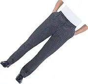 [Generic] Hotel Kitchen Elastic Waist Chef Pants Breathable and Durable Work Uniform Striped Polyester Striped Baker Trousers