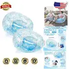 2-Piece Inflatable Blue Glitter Bean Bag Chairs - Perfect for Indoor & Outdoor