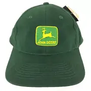 Vtg 90s John Deere Hat Spell Out Script Logo Snap Back Trucker Farm Tractor Cap