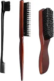 3Pcs Bristle Hair Brush Set,Slick Back Hair Brush Teasing Brush Soft Bristle for Men and Women for Detangling,Smoothing,Restore Shine and Texture