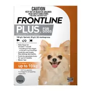 Frontline Plus For Small Dogs Up To 10Kg (Orange) 12 Pipettes