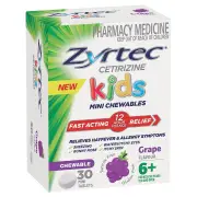 Zyrtec Kids Fast Acting Hayfever & Allergy Relief Chewable Mini Tab X 30