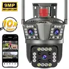 Security Camera outdoor 9MP IP Camera 10X Zoom three lens PTZ WiFi Auto Tracking