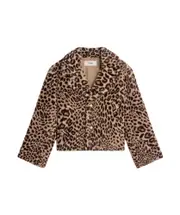 egg-shaped peacoat in fur-effect wool FR36,FR38,FR40 LEOPARD