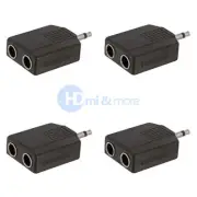 4x 1/8" 3.5mm Mono Plug Adapter to 2-way 6.35mm Jack Mono Headphone Y Splitter