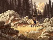 Yellowstone Elk painting Mousepad Computer Mouse Pad 7 x 9